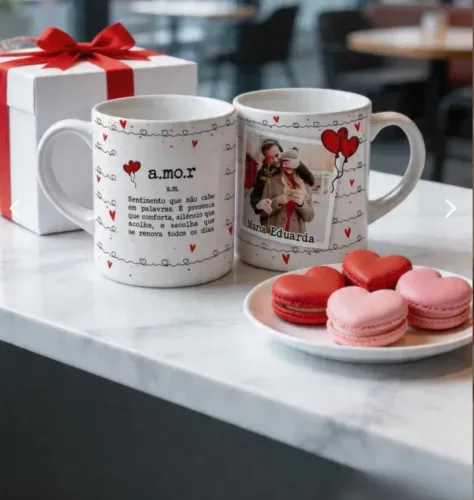 Caneca de cerâmica + embalagem para presente