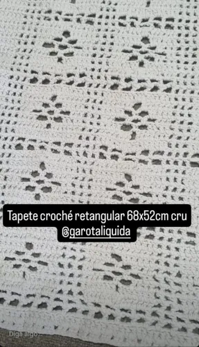 Tapete croché retangular 68x52cm cru