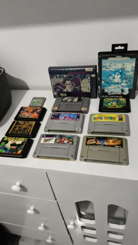 Lote de cartuchos para famicom, SNES, mega drive e gameboy