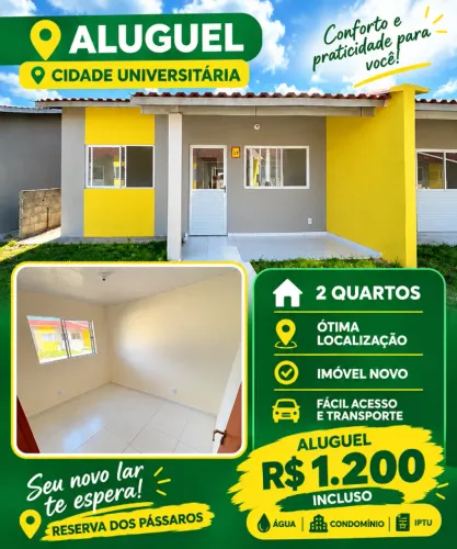 Casa Nova para Alugar na Cidade Universitária ,condominio reserva dos pássaros