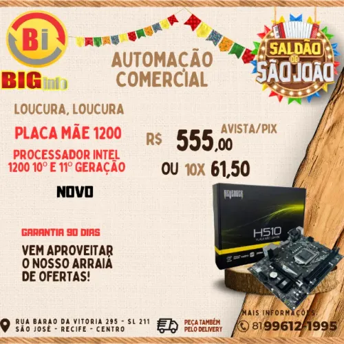 Placa Mãe Revenger LGA 1200 Chipset Intel H510 Ddr4 - 10ª E 11ª Geração