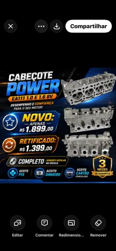 Cabeçote EA111 Power 8 V 1.0 e 1.6 Novo e Retificado