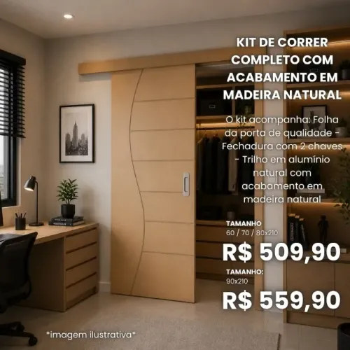 Porta de correr completa em madeira