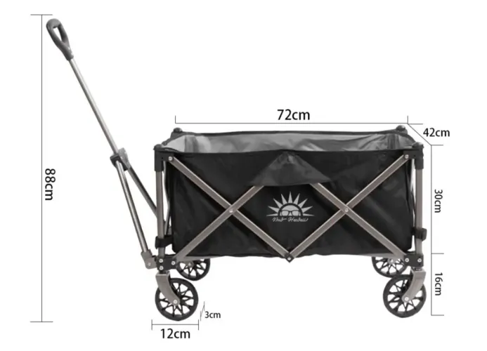 Carrinho Multiuso Dobrável para Camping / Praia / Feira (capacidade 100kg/70L)