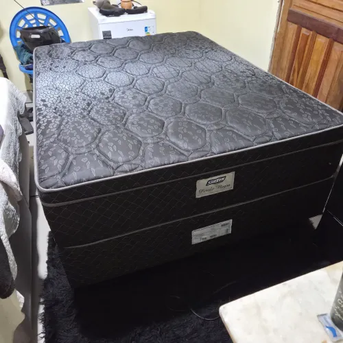 Cama Box Casal Completa Gazin Pérola Negra Molas Ensacadas - 1,38m