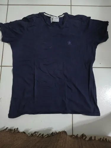 Camisa Masculina Azul Marinho de Algodão
