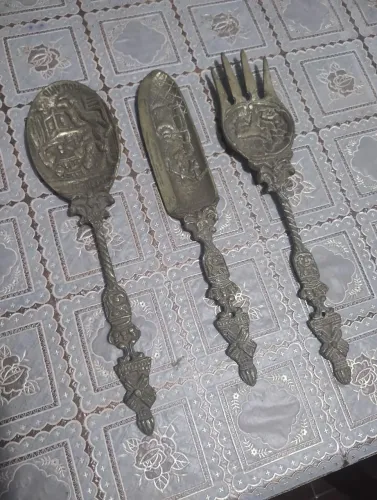 Conjunto 3 peças em bronze decorativa 