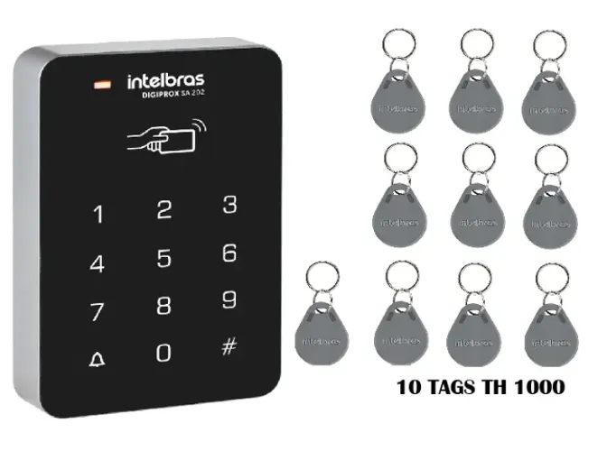 Controle de Acesso SA202 Digiprox + 10 Tags TH1000 Intelbras