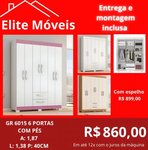 860,00 Com a montagem e a entrega guarda roupa novo na caixa com garantia de fabrica. 