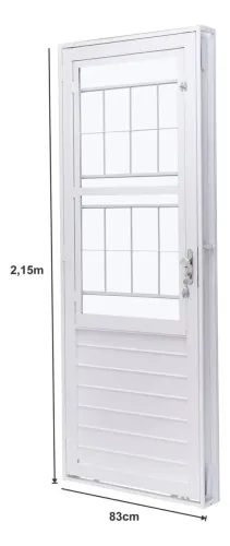Porta de aço Ramassol com postigo (janela), 215cm x 83cm - nova e embalada