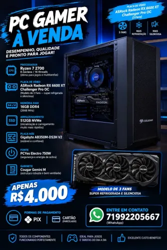PC GAMER - AMD RYZEN 7 + RX 6600 XT
