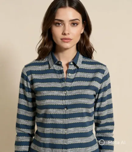 Camisa Richards tamanho M linho com listras bordadas 
