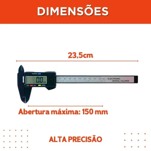 Paquímetro Digital Em Carbono Com Bateria 150MM - Mazzal