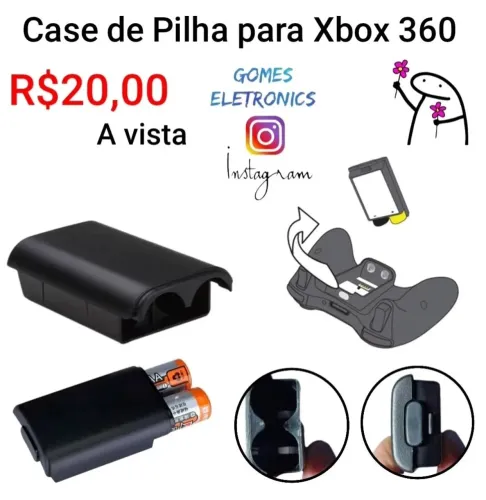 Suporte case de pilhas controle do Xbox 360 tampa traseira (Loja Fisica)