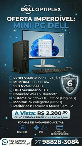 Mini PC Dell Optiplex 3070 i5 16gb ddr4 256gb nvme 