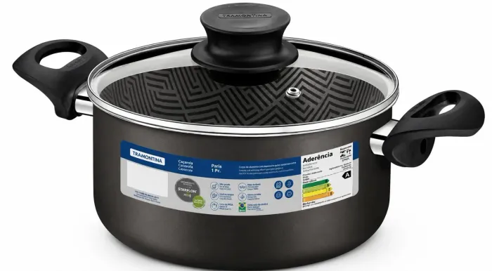 Caçarola em alumínio Paris antiaderente<br>6,3l Starflon Mac 26 cm chumbo Tramontina