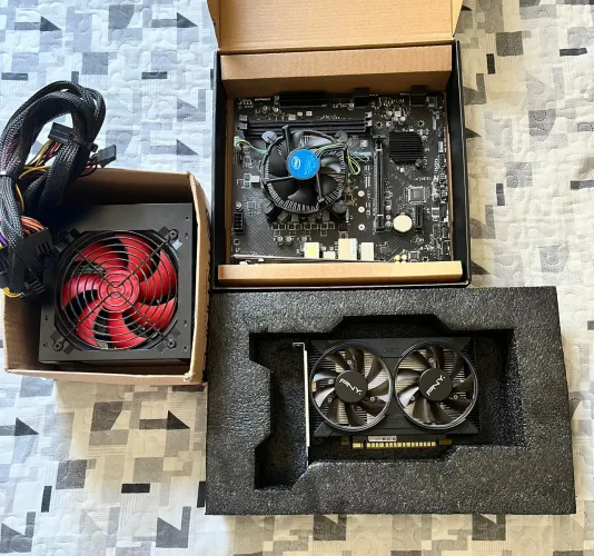 Kit placa mãe, processador,placa de vídeo e fonte
