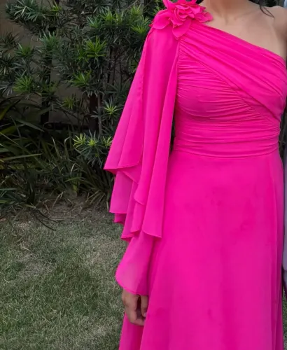 Vestido longo madrinha fúcsia/rosa pink