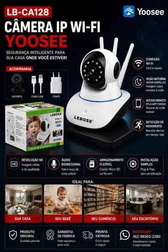 Câmera Robô WiFi LB-CA128 Segurança 360° HD Visão Noturna