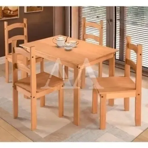Conj Mesa de madeira c 4 cadeiras mel