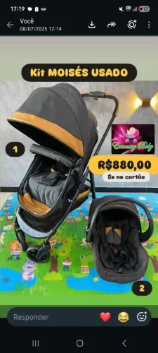 Carrinho de bebê usado + bebê conforto