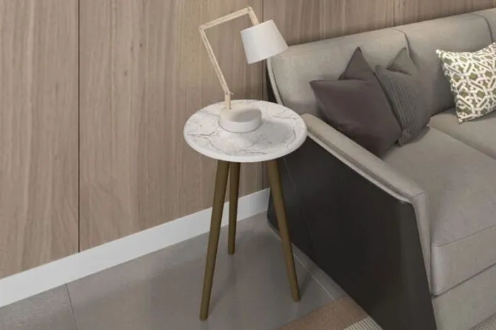 Mesa de Apoio Brilhante Carrara Branco - Frete Grátis - 10x S/ Juros - Receba Hoje