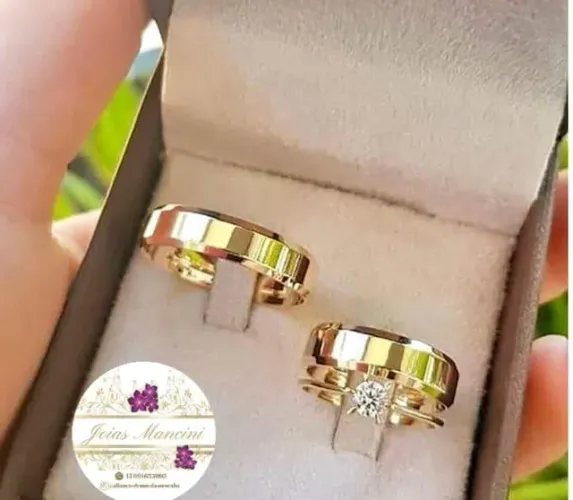 Par de Alianças Chanfrada Casamento Noivado Pronta Entrega