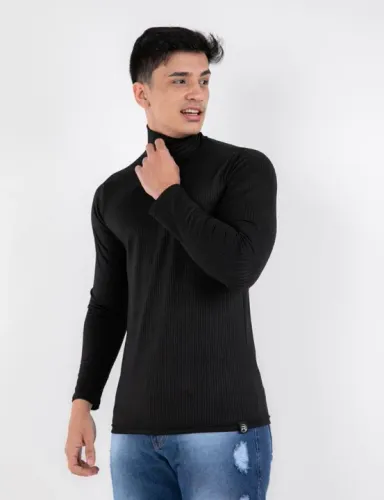 Camiseta de gola alta masculina - Preta e branca duas cores disponíveis