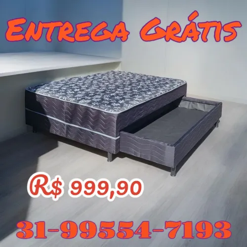 CAMA CASAL BOX COM BAÚ AUXILIAR DIRETO DA FÁBRICA / NOVAS