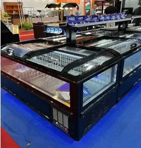 Ilha Modular Full glass com vidro para visualização em cima frete e laterais (Ester)