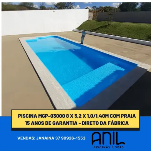 Ja - Piscina 8 metros com praia = casco + kit bocais , nova , cor azul