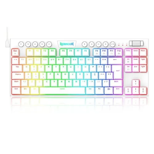 Teclado Mecânico 80% Redragon Horus TKL White RGB Switch Blue - WZetta