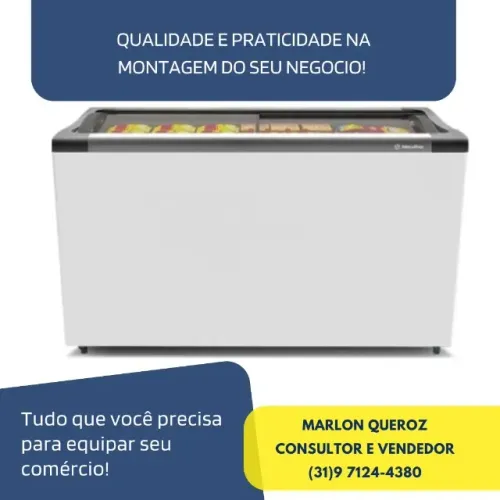 Freezer Horizontal Tampa de Vidro 388L Metalfrio