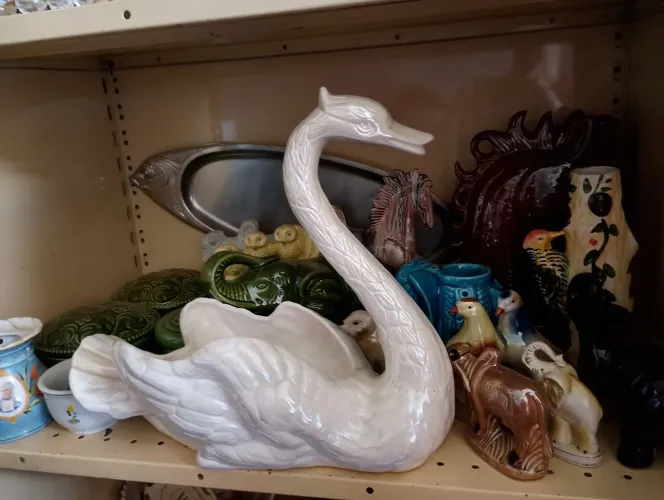 Conjunto de 4 Cisnes de Louça Antigos