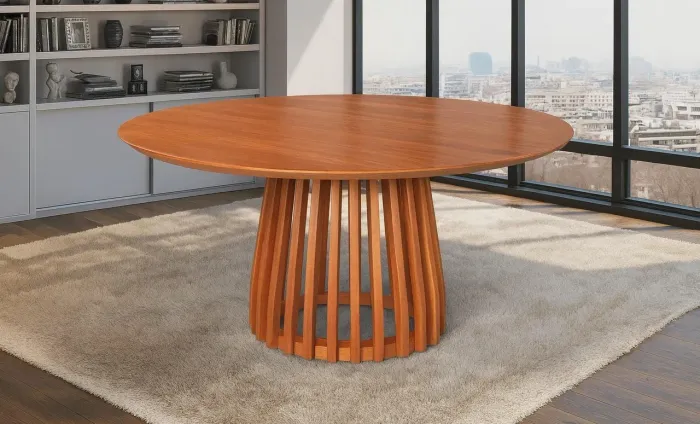 Mesa redonda italiana madeira maciça laminada 150x150