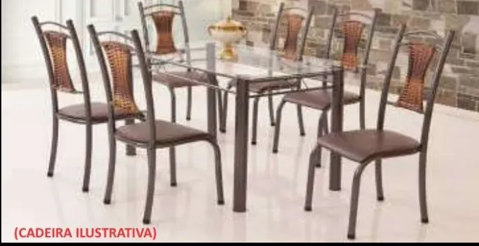 Mesa com 6 cadeiras marrom