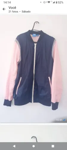 Jaqueta Adidas Corta Vento Azul e Rosa Tamanho M Original