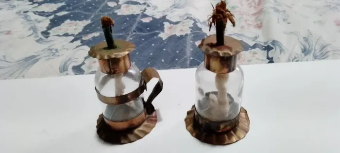 IBRECHÓ - PAR DE MINI LAMPIÕES ARTESANAIS EM LATÃO