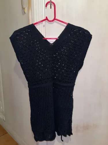 Vestido saída de praia preto de crochê
