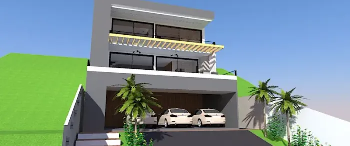 Layout - plantas - Casa moderna com jardim - projetos