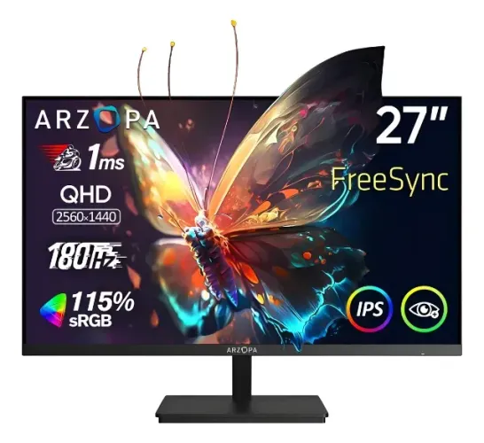 Arzopa 27 Monitor De Jogos De 180hz -2k Qhd 2560x1440 Ips Fast