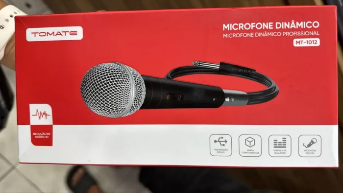 Microfone Dinâmico Tomate Mt-1012 Preto 5m com fio- novo
