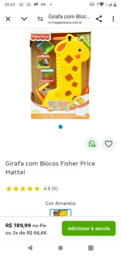 Barbada! Girafa bebê Fisher price Mattel , com blocos nova lacrada
