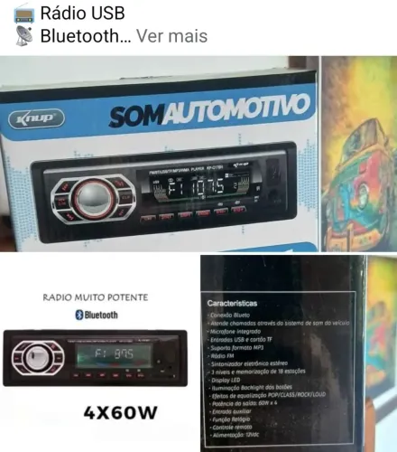 Rádio  Automotivo - USB Bluetooth