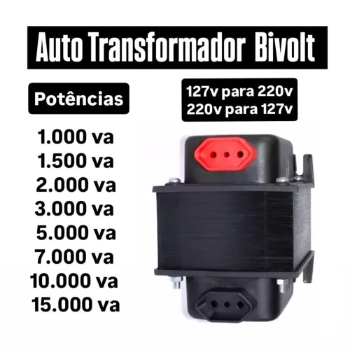 Auto Transformador Bivolt - Conversor de Energia Trafo Vários Modelos