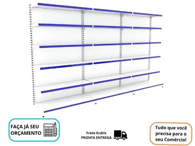 Gondola de Parede 2M de Altura 6 bandejas Nova Polar