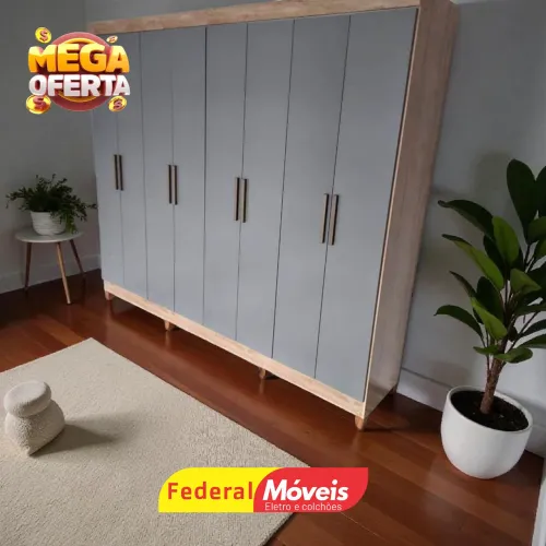 Guarda Roupa Casal 8P 4G 100% MDF Espaço p/ Ele e Ela Oferta Especial - Garanta já o seu!