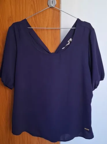 Blusa Feminina Manga 2/4 Lisa com Laço
