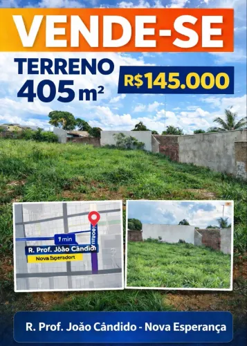 Vendo terreno 405 metro 2 quadra novo hospital nova esperança
