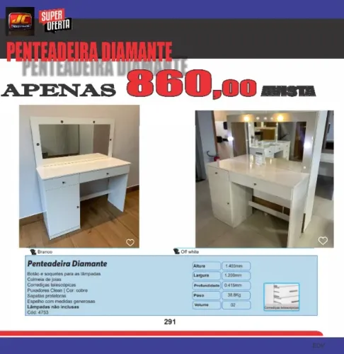 PENTEADEIRA DIAMANTE BRANCA